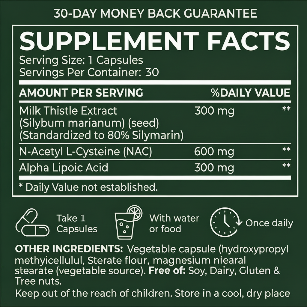 OxyFuel Liver Support Capsules – Silymarin Milk Thistle 300mg + Vitamin C & Inositol