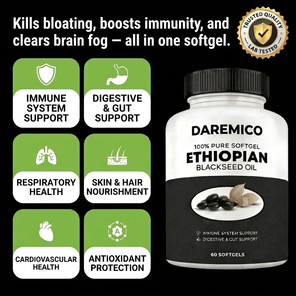 DAREMICO - NUTRIENT ETHIOPIAN BLACK SEED OIL - IMMUNITY. GUT HEALTH. ENERGY. CLARITY. INFLAMMATION. ALL IN ONE.