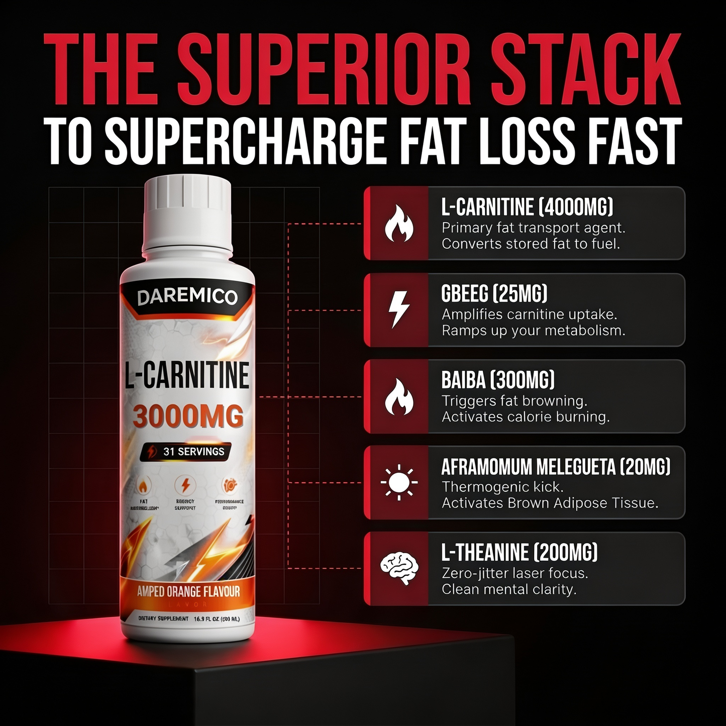 DAREMICO™ LIQUID L CARNITINE ENERGY & FAT LOSS